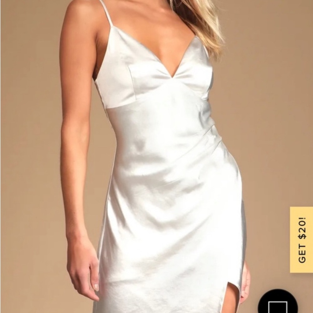 White Satin Mini Cocktail Dress
